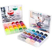 Qfun 50pcs Canillas Carretes de Máquinas de Coser de Plástico con Caja de Almacenamiento- Cinta Métrica para Brother…